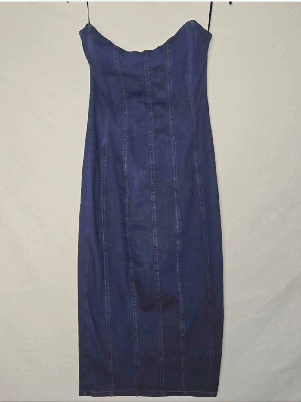 Fashion Nova Dark Wash Denim Strapless Corset Maxi Dress M